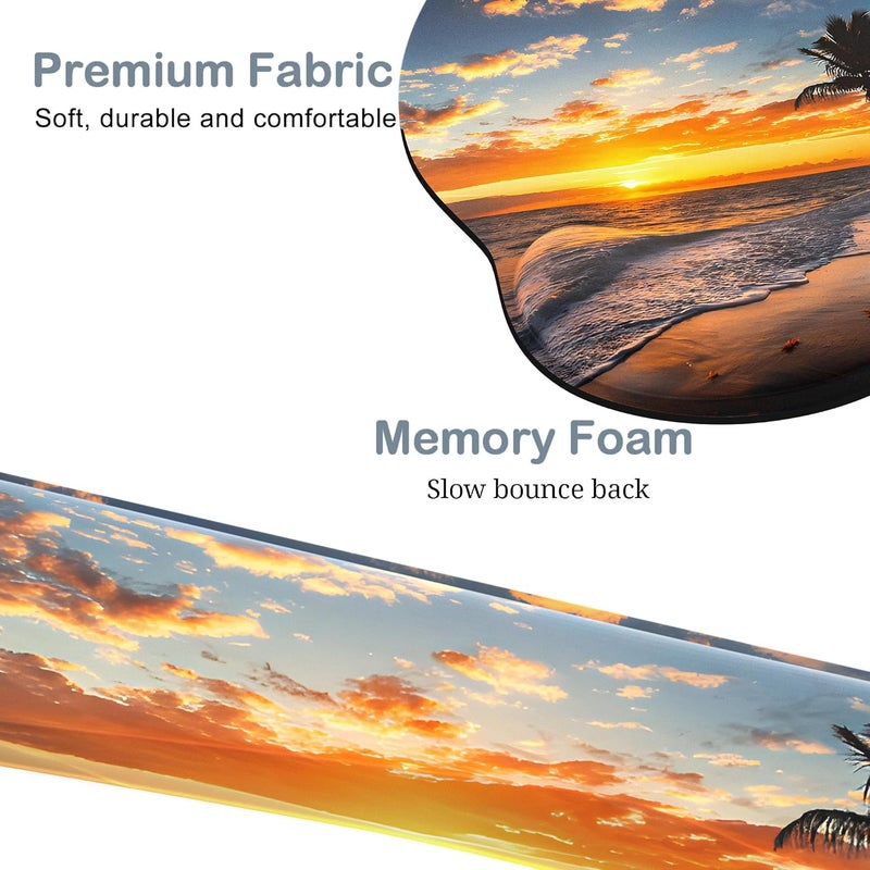 JIGOO Ergonomic Mouse Pad with Wrist Rest and Keyboard Wrist Rest, Mousepad and Wrist Rest for Computer Keyboard, Pain Relief, Non-Slip Rubber Base, Mouse Pad with Wrist Support for Gaming, Office, Sunset - Image 4